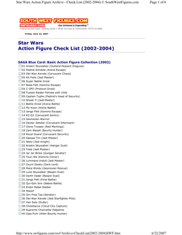 Star Wars Action Figure Check List (2002-2004)