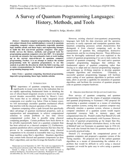 A Survey of Quantum Programming Languages: History, Methods, and Tools