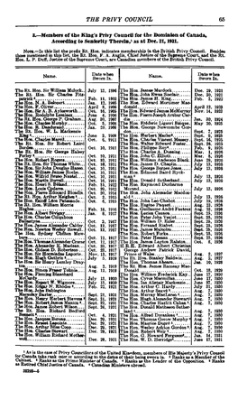 THE PRIVY COUNCIL 65 3.—Members of the King's Privy