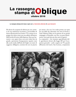 La Rassegna Stampa Di Oblique | Ottobre 2016