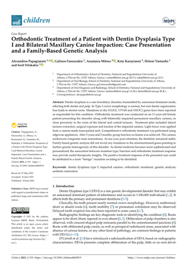 Orthodontic Treatment of a Patient with Dentin Dysplasia Type I and Bilateral Maxillary Canine Impaction: Case Presentation and a Family-Based Genetic Analysis