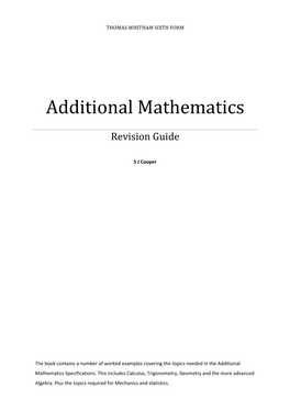 Additional Mathematics