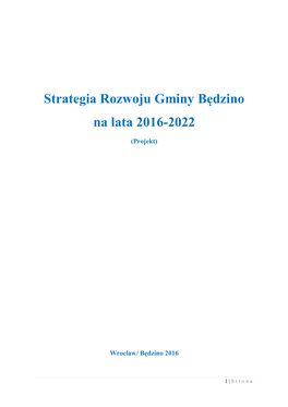 Strategia Rozwoju Gminy Będzino Na Lata 2016-2022