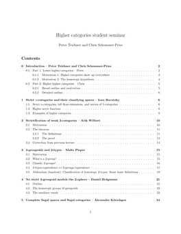 Higher Categories Student Seminar