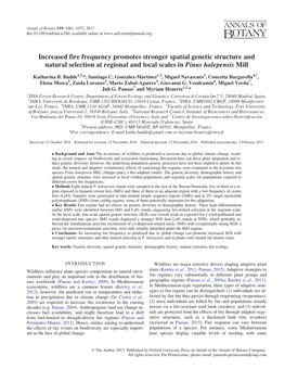 Increased Fire Frequency Promotes Stronger Spatial Genetic Structure and Natural Selection at Regional and Local Scales in Pinus Halepensis Mill