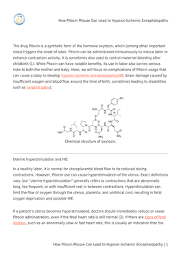 How Pitocin Misuse Can Lead to Hypoxic-Ischemic Encephalopathy