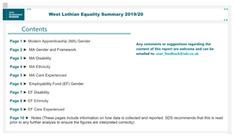 Equality Data in West Lothina in 2019