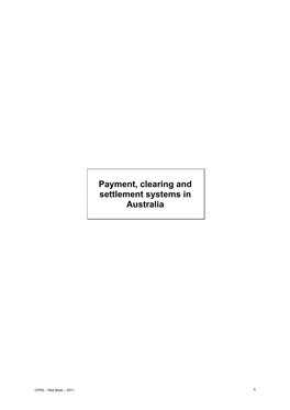 Payment, Clearing and Settlement Systems in Australia