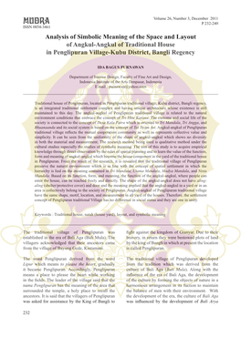 Analysis of Simbolic Meaning of the Space and Layout of Angkul-Angkul of Traditional House in Penglipuran Village-Kubu District, Bangli Regency