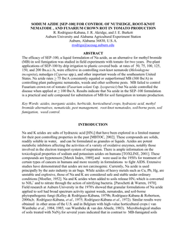 Sodium Azide [Sep-100] for Control of Nutsedge, Root-Knot Nematode , and Fusarium Crown Rot in Tomato Production R