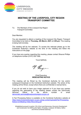 (Public Pack)Agenda Document for Transport Committee, 04/03/2021