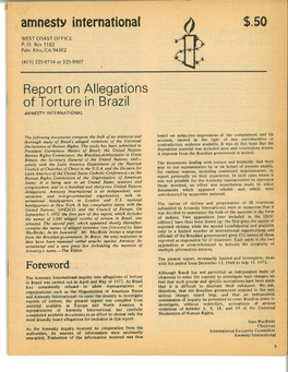 Report on Allegations of Torture in Brazil