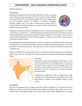 INDIA, KODAIKANAL INTERNATIONAL SCHOOL The
