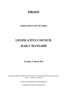 Legislative Council Daily Hansard