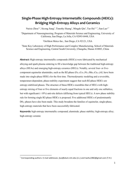 Single-Phase High-Entropy Intermetallic Compounds (Heics): Bridging High-Entropy Alloys and Ceramics