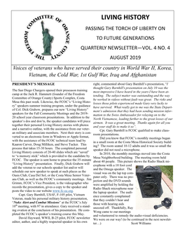 Living History Passing the Torch of Liberty on to Future Generations Quarterly Newsletter—Vol