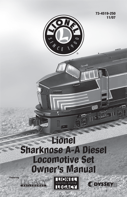Lionel Sharknose A-A Diesel Locomotive Set Owner's Manual