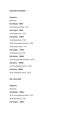 Bonheiden 27/10/2019 Kangeroes Boey Kato Ben Meisjes 950M 3-35