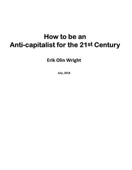 How to Be an Anti-Capitalist for the 21St Century