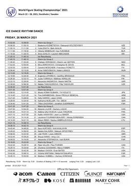 Ice Dance Rhythm Dance Friday, 26 March 2021