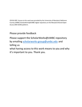 Please Provide Feedback Please Support the Scholarworks@UMBC