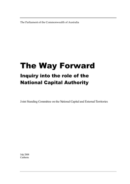 The Way Forward Inquiry Into the Role of the National Capital Authority