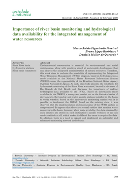 Importance of River Basin Monitoring and Hydrological Data Availability for the Integrated Management of Water Resources