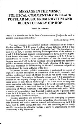 Political Commentary in Black Popular Music from Rhythm and Blues to Early Hip Hop