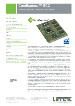 Coreexpress™-ECO Next Generation Computer-On-Module