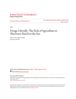 Forage Liberally: the Role of Agriculture in Sherman's March to the Sea Robert Christopher Welch Iowa State University