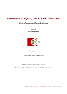Edoid Nation of Nigeria, One Nation in Diversities