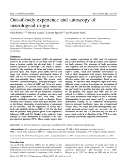 Out-Of-Body Experience and Autoscopy of Neurological Origin