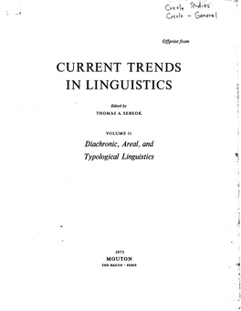 Current Trends in Linguistics