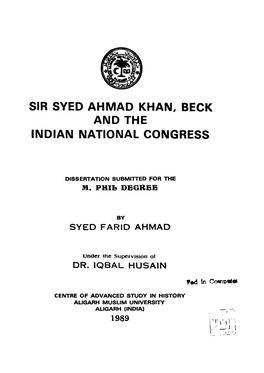 Sir Syed Ahmad Khan, Beck and the Indian National Congress