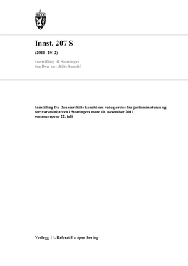 Innst. 207 S (2011–2012) Innstilling Til Stortinget Fra Den Særskilte Komité