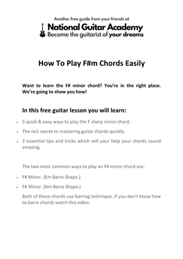 How to Play F#M Chords Easily