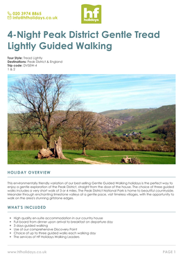 4-Night Peak District Gentle Tread Lightly Guided Walking