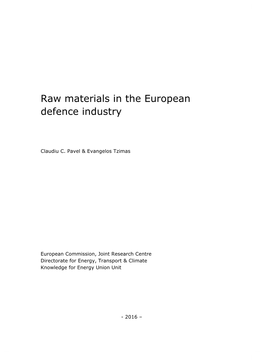 Raw Materials in the European Defence Industry