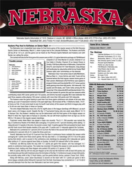 1 Huskers Play Host to Buffaloes on Senior Night