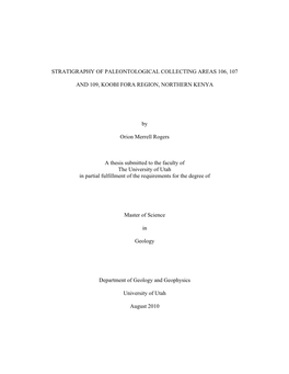 Stratigraphy of Paleontological Collecting Areas 106, 107 and 109