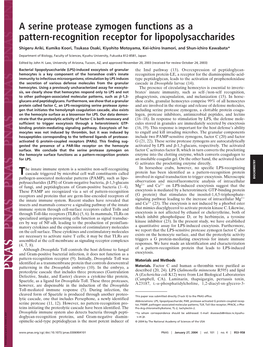 A Serine Protease Zymogen Functions As a Pattern-Recognition Receptor for Lipopolysaccharides