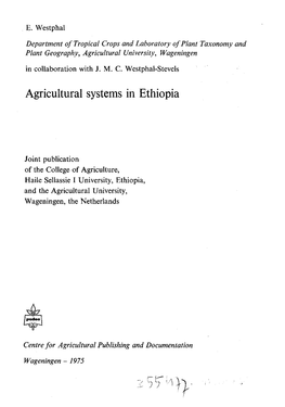 Agricultural Systems in Ethiopia Tr\A