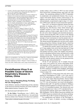 Parainfluenza Virus 5 As Possible Cause of Severe Respiratory Disease in Calves, China