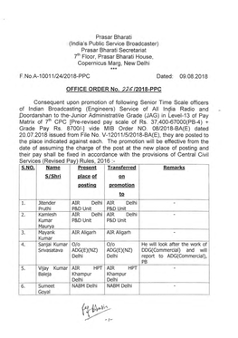 OFFICE ORDER No. 22612018-PPC