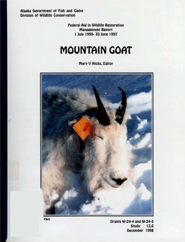 Mountain Goat Populations (Smith I 984 )