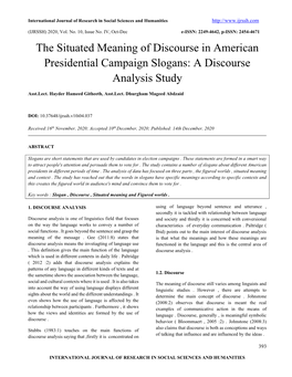 The Situated Meaning of Discourse in American Presidential Campaign Slogans: a Discourse Analysis Study