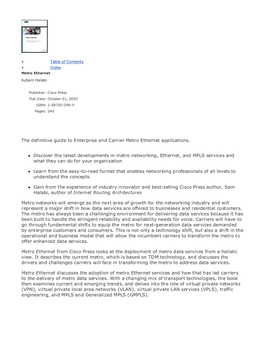 Cisco Press Pub Date: October 01, 2003 ISBN: 1-58705-096-X Pages: 240