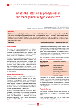 What's the Latest on Sulphonylureas in the Management of Type 2 Diabetes?