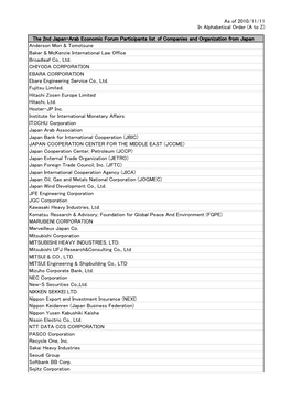 JAEF2 Participants List of Companies and Organization From