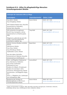 Hilfen Für Pflegebedürftige Menschen Verwaltungsstandort Wetzlar